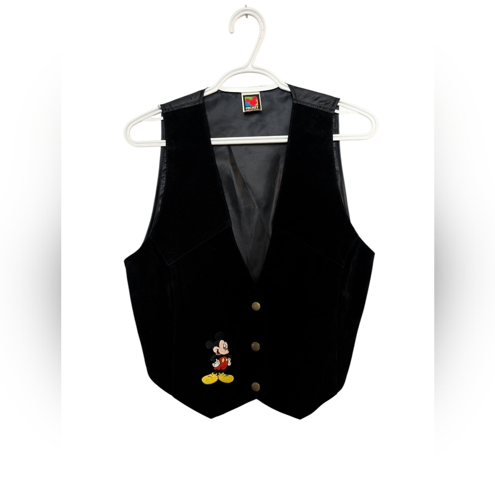 Vintage 1990s Mickey Unlimited Genuine Suede Leather Vest – Black – S/M